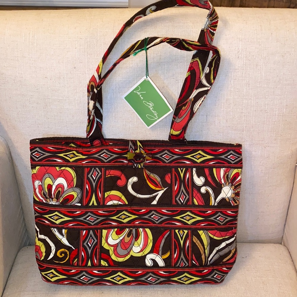 Vera Bradley small tic tac tote Puccini new with tags Nwt brown red yellow green